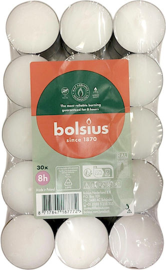 Bolsius Aromatic Tealights In White Colour Up To 8 Hours Duration 30 Pieces