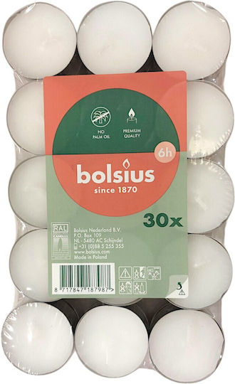 Bolsius Ρεσώ Αρωματικό σε Λευκό Xρώμα (έως 6 Ώρες Καύσης) 30τμχ
