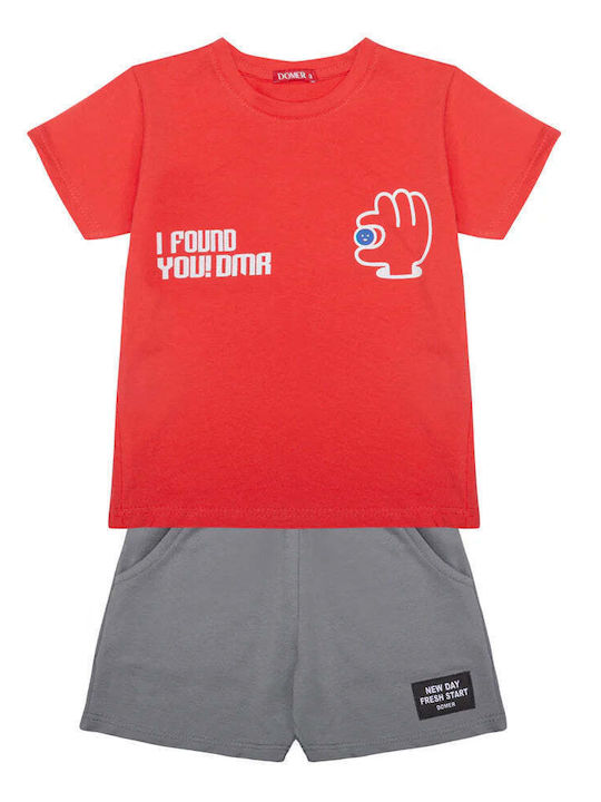 Domer Kids Clothing Set with Shorts Red 2 Pieces