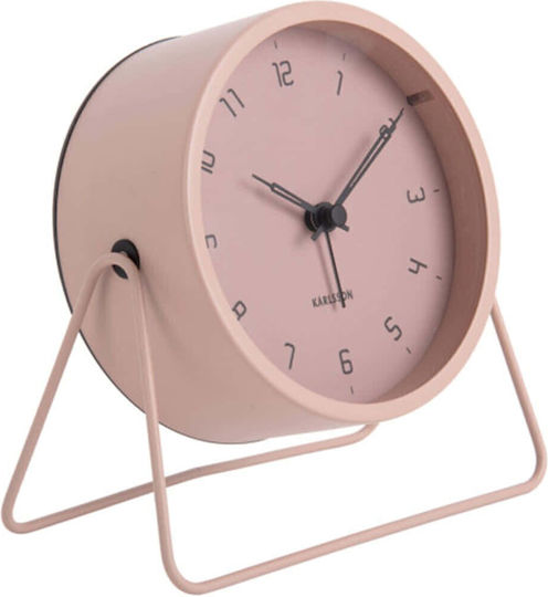 Karlsson Tischuhr mit Zeigern Metallisch mit Wecker Rosa 2585952PI