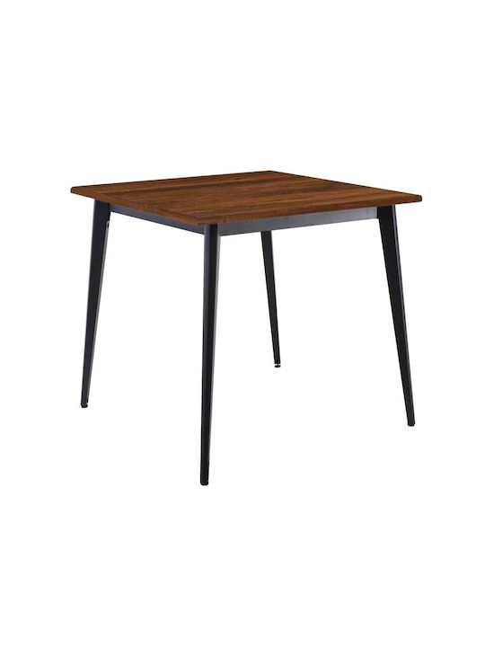 Vidal Square Table Dining Room Wooden with Metal Frame Contract Sliq Walnut 80x80cm