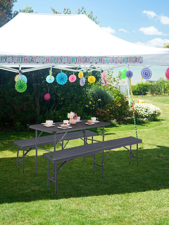 Plastic Masa pentru spații exterioare Pliabil cu schelet metalic Gray 118x60x74buc