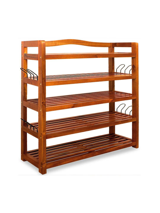Metalică Suport pentru pantofi din Lemn Masiv L75xW26xH82cm