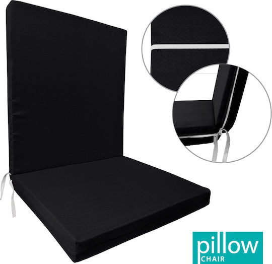 Go Smart Home Garden Chair Cushion With Backrest Black 44x52cm