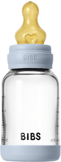 Bibs Σετ Γυάλινα Μπιμπερό Κατά των Κολικών με Θηλή Καουτσούκ για 0+ μηνών Μπλε 120ml