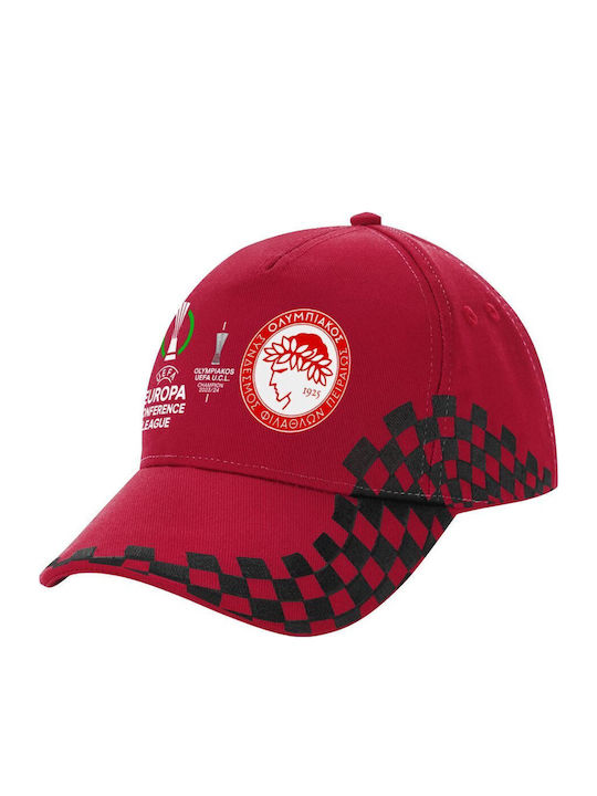 Olympiakos Winner Uefa Europa Conference League Champion 2023/24 Adult Cap Ultimate Red Black Racing Scratch 100% Cotton Drill Adult Unisex One Size