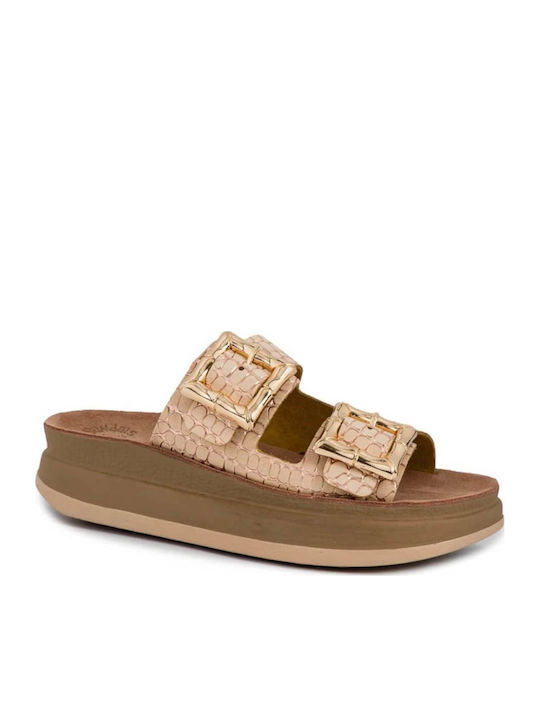 Fantasy Sandals Δερμάτινα Γυναικεία Σανδάλια Croco