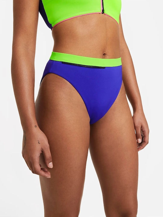 Bikini Slip High Waist Blue - Green