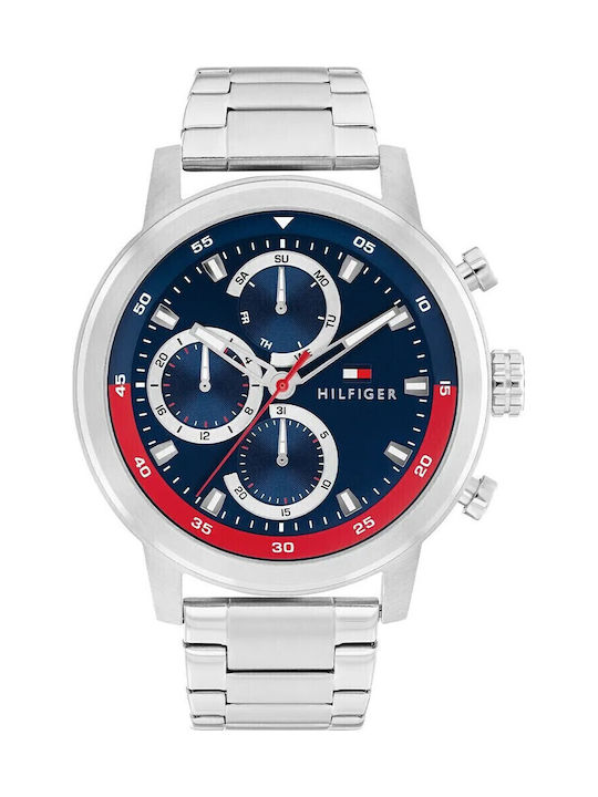 Tommy Hilfiger Rocky Men's Watch Chronograph Battery with Silver Metal Bracelet