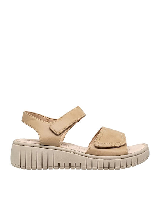 Women's Flat Sandals Flatforms in Beige Color