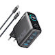 Anker Φορτιστής GaN με Θύρα USB-A και 3 Θύρες USB-C και Καλώδιο USB-C - USB-C 140W Power Delivery Μαύρος (B2697)