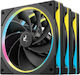 FL12-3 IN 1 Reverse Blade Case Fan 120mm (2150rpm / 55cfm) with RGB Lighting and 4-Pin PWM Connection 3pcs