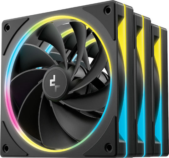 FL12-3 IN 1 Reverse Blade Case Fan 120mm (2150rpm / 55cfm) with RGB Lighting and 4-Pin PWM Connection 3pcs