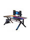 Birou de Gaming din Lemn Negru cu Picioare Metalice 120x60x76cm
