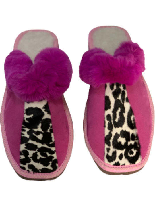 Winter Women's Slippers with Fur Fuchsia