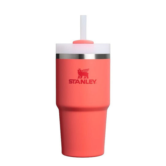 Stanley Quencher H2.0 FlowState Чаша с Дръжка Термос Неръждаема Стомана Без BPA 590мл Топъл Коралов с Сламка и Дръжка