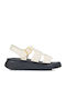 Leather Women's Flat Sandals White