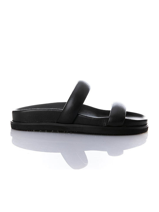 Sofia Manta Leather Women's Flat Sandals in Bla...