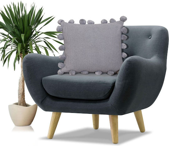 Liolios Home Sofa Cushion 100% Cotton Lt Grey 50x50cm