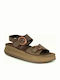 Leder Flache Sandalen für Damen mit Riemen in Braun Farbe