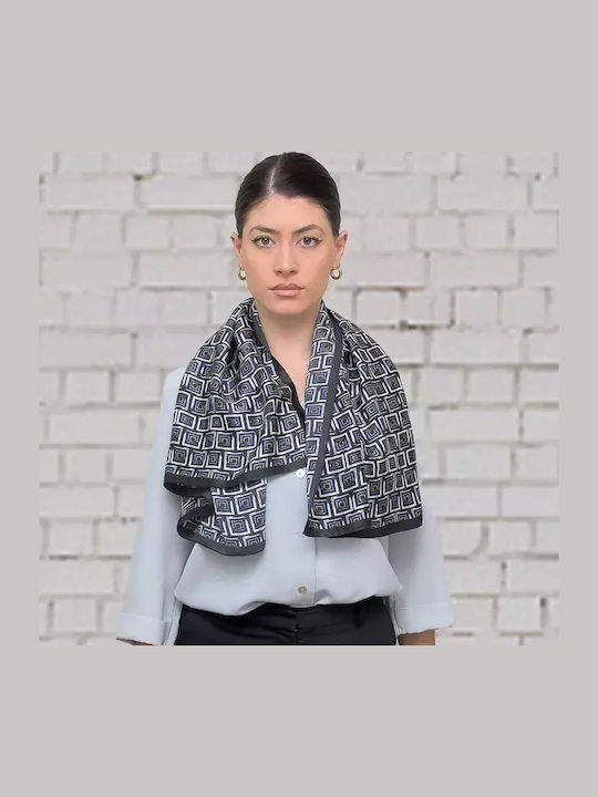 Kalfas Luxury Silk Γυναικείο Μεταξωτό Φουλάρι Μαύρο