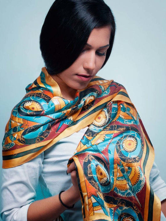 Kalfas Luxury Silk Women's Silk Scarf Light Blue