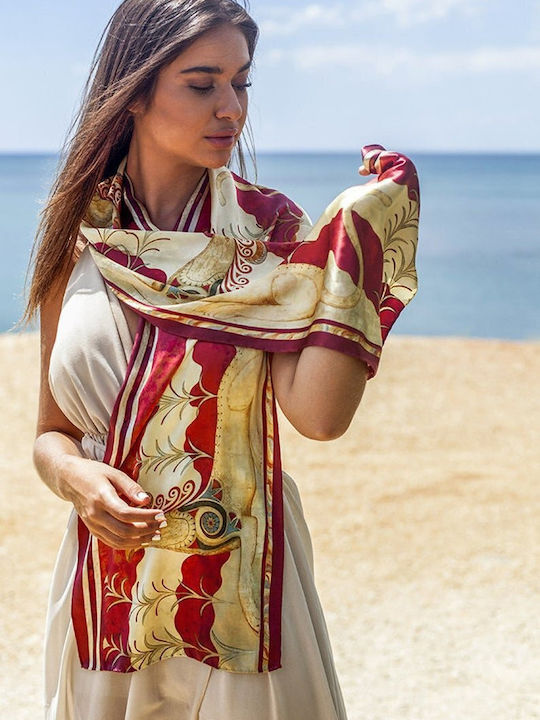 Kalfas Luxury Silk Women's Silk Scarf Red