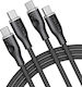 Voltme Braided USB 2.0 Cable USB-C Male - USB-C 100W PD Black 1.8m