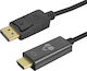 Powertech Cablu DisplayPort - HDMI de sex masculin 3m Negru (CAB-H185)
