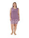 Modalove Sommer Damen Pyjama-Set Purple