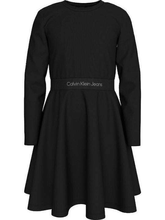 Calvin Klein Tape Punto Mädchenkleid Langärmeli...