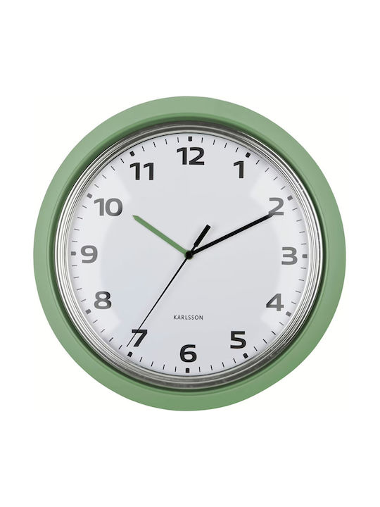 Karlsson Wall Clock Modern Retro Green – Metal Clock Ø34cm Retro Design