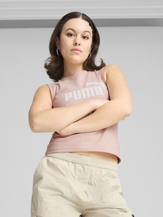 PUMA Logo Women's Polo Blouse Sleeveless Pink