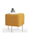 Stool For Living Room Upholstered with Fabric Copper Mustard 40x40x42cm