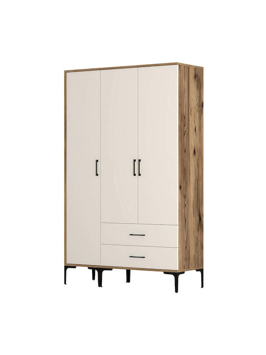 Dreifachtür Kleiderschrank Kumsal Walnut-cream ...