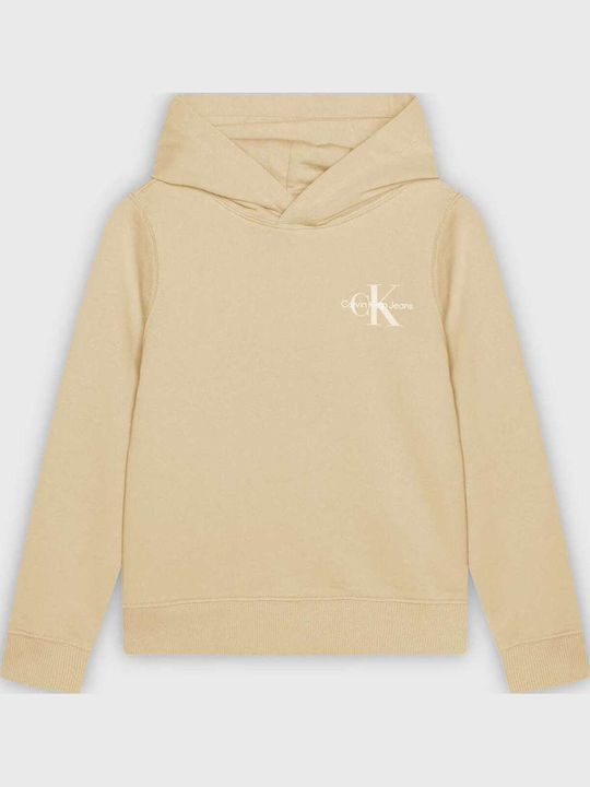 Kids Sweatshirt with Hood Beige Monogram