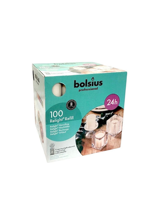 Relight Nachfüllglas 100er-Pack Bolsius Professional 24 Stunden Weiß