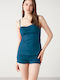 Strapless Tankini Swimsuit Petrol Blue