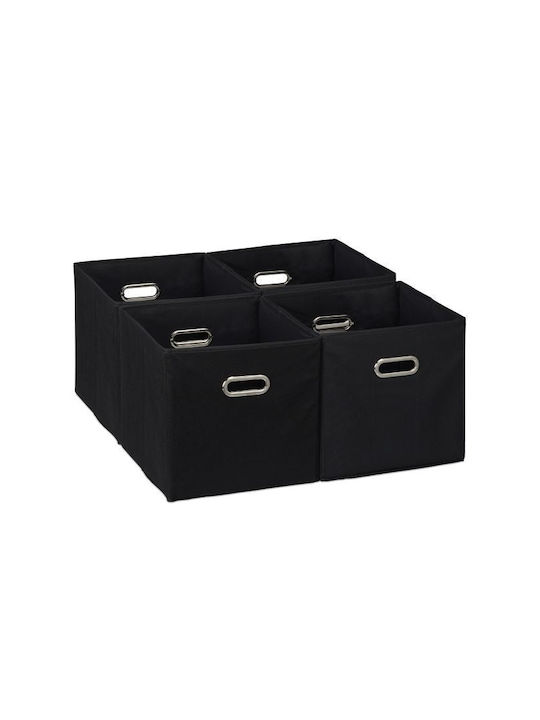 Relaxdays Tesatura Cutie de Depozitare cu Capac Negru 30cm 4buc