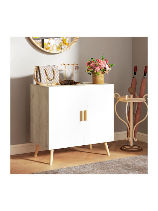 Cabinet Floor White and Oak 76x41.2x74cm