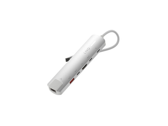 LinQ 6in1 Pro USB-C Докинг станция с HDMI 4K PD Етърнет Бял