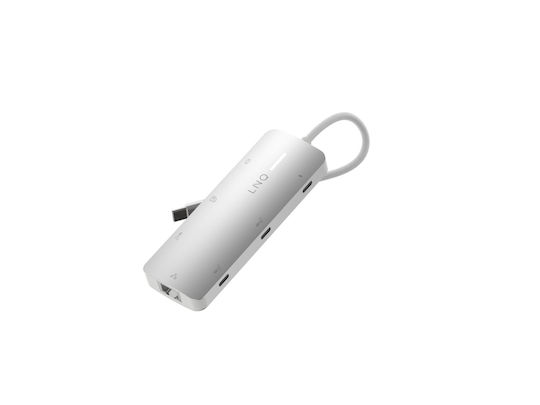 LinQ 8in1 Pro USB-C Docking Station mit HDMI 4K PD Ethernet Weiß
