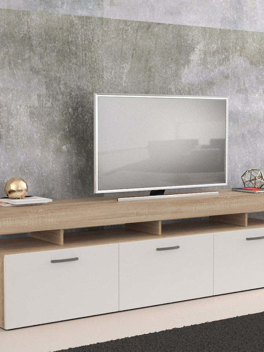 Suport TV din lemn alb-maro 220x40x52