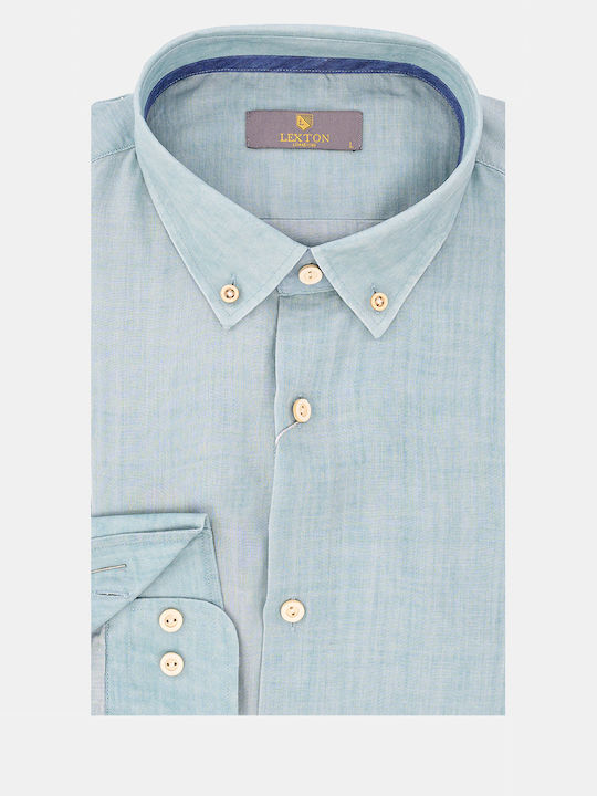 Lexton Λινό Πουκάμισο Regular Fit Aqua