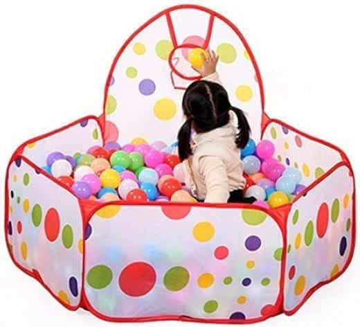 Piscină cu bile cu Coș de baschet 120x40x70cm. pentru 6+ Luni Multicoloră