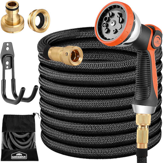 Garden Hose Gardebruk Black 15m Flexible Spray Head 10 Functions