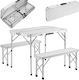 Casaria Set Masă Din Aluminiu Pentru Mobilier De Camping Pliabil În Caz În Care Alb 3 Buc