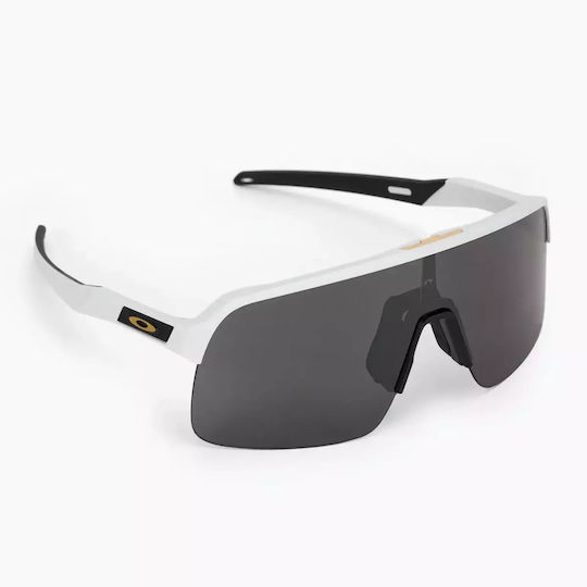 Oakley Cycling Glasses Sutro Lite with White Frame and Dark Polarized Photochromic Lenses