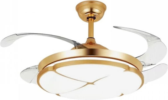 Ventilator De Tavan 106cm Cu Lentile De Mărire Transparent / Auriu