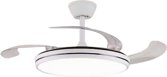 Deckenventilator 106cm mit Leuchte Transparent / Weiß